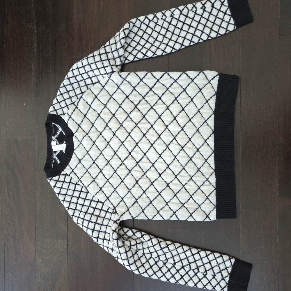 WOMEN'S SI IAE BLACK & WHITE THICK CASHMERE PULLOVER SWEATER TOP  $89